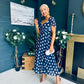 Aoibhe Detailed Midi Dress Polka Navy