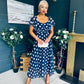Aoibhe Detailed Midi Dress Polka Navy