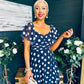 Aoibhe Detailed Midi Dress Polka Navy
