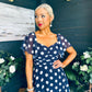 Aoibhe Detailed Midi Dress Polka Navy