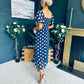 Aoibhe Detailed Midi Dress Polka Navy