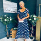 Aoibhe Detailed Midi Dress Polka Navy