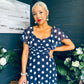 Aoibhe Detailed Midi Dress Polka Navy
