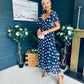 Aoibhe Detailed Midi Dress Polka Navy