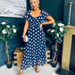 Aoibhe Detailed Midi Dress Polka Navy