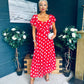 Aoibhe Detailed Midi Dress Polka Red