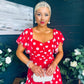 Aoibhe Detailed Midi Dress Polka Red
