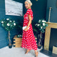 Aoibhe Detailed Midi Dress Polka Red