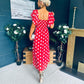 Aoibhe Detailed Midi Dress Polka Red