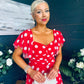 Aoibhe Detailed Midi Dress Polka Red
