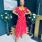 Aoibhe Detailed Midi Dress Polka Red