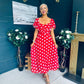Aoibhe Detailed Midi Dress Polka Red