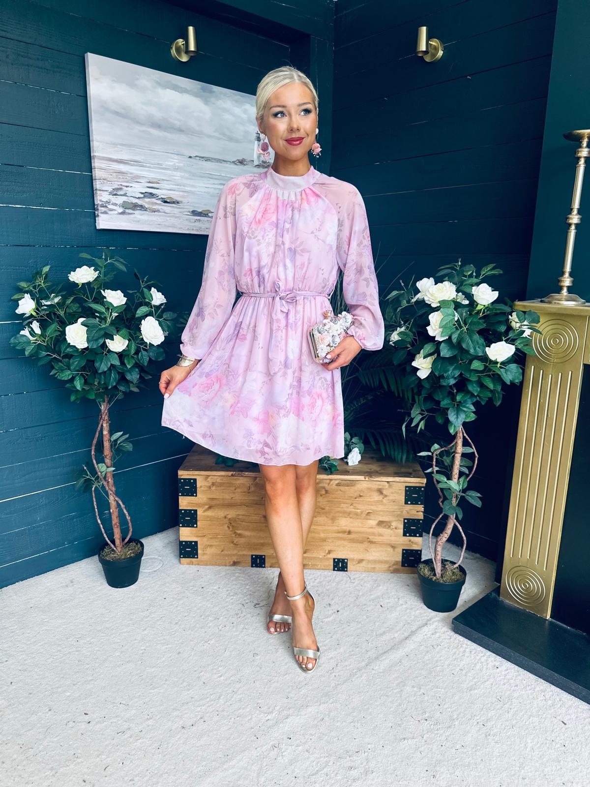 Ciara Detailed Mini Dress Floral Blush