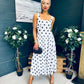 Roise Detailed Midi Dress Polka White