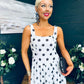Roise Detailed Midi Dress Polka White