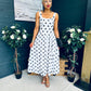 Roise Detailed Midi Dress Polka White