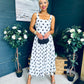 Roise Detailed Midi Dress Polka White