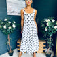 Roise Detailed Midi Dress Polka White
