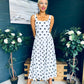 Roise Detailed Midi Dress Polka White