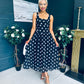 Roise Detailed Midi Dress Polka Black