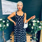 Roise Detailed Midi Dress Polka Black