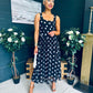 Roise Detailed Midi Dress Polka Black