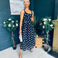 Roise Detailed Midi Dress Polka Black