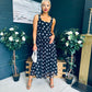 Roise Detailed Midi Dress Polka Black