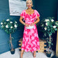 Orla Detailed Midi Dress Floral Pink