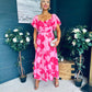 Orla Detailed Midi Dress Floral Pink