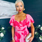 Orla Detailed Midi Dress Floral Pink
