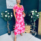 Orla Detailed Midi Dress Floral Pink