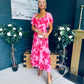 Orla Detailed Midi Dress Floral Pink