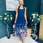 Keelin Halterneck Midi Dress Floral Navy