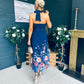 Keelin Halterneck Midi Dress Floral Navy