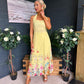 Keelin Halterneck Midi Dress Floral Yellow