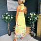 Keelin Halterneck Midi Dress Floral Yellow