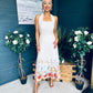 Keelin Halterneck Midi Dress Floral Cream