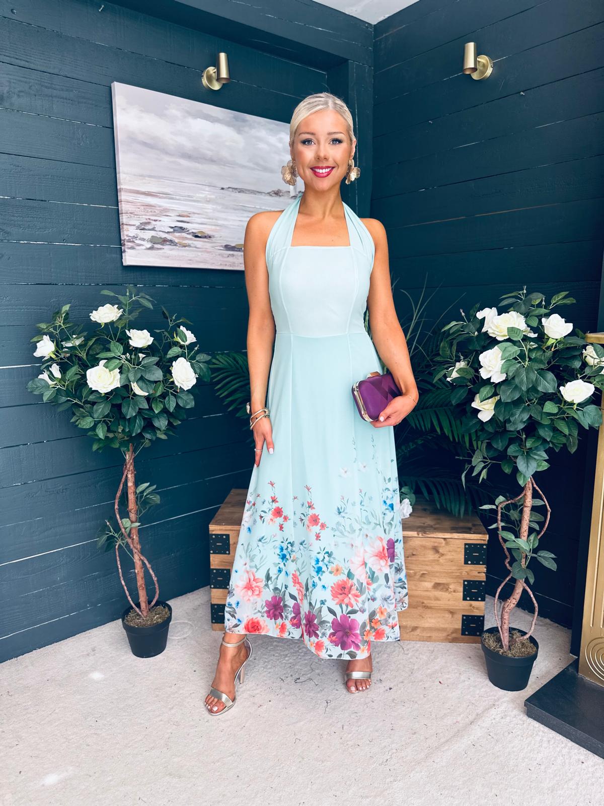 Keelin Halterneck Midi Dress Floral Pastel