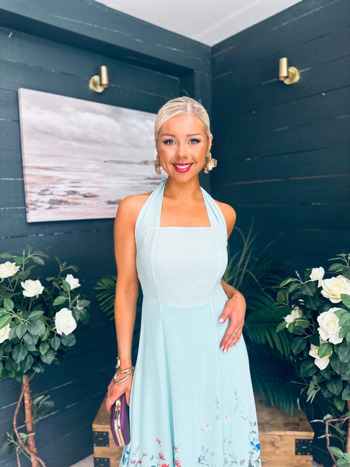 Keelin Halterneck Midi Dress Floral Pastel