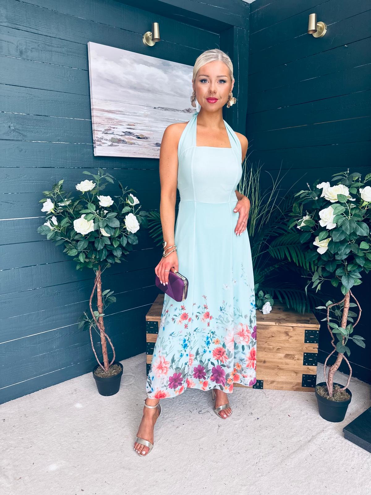 Keelin Halterneck Midi Dress Floral Pastel