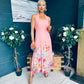 Keelin Halterneck Midi Dress Floral Peach