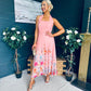 Keelin Halterneck Midi Dress Floral Peach