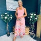 Keelin Halterneck Midi Dress Floral Peach