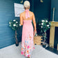 Keelin Halterneck Midi Dress Floral Peach