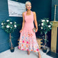 Keelin Halterneck Midi Dress Floral Peach