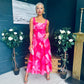 Aideen Detailed Midi Dress Geo Pink