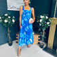 Aideen Detailed Midi Dress Geo Blue