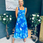 Aideen Detailed Midi Dress Geo Blue