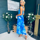 Aideen Detailed Midi Dress Geo Blue